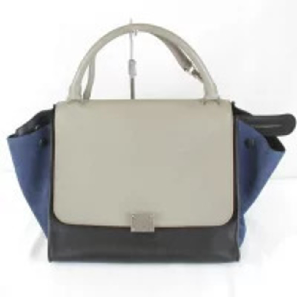 Celine Trapeze Shoulder Bag Leather Suede Gray